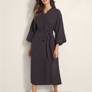 S/M Soma Textured Cotton Long Robe Obsidian Grey Excellent condition
